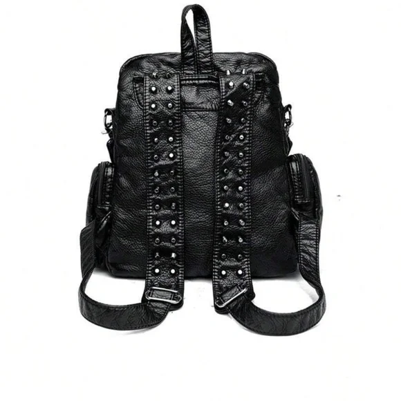 Luxe Vegan Leather Studded Mini Backpack